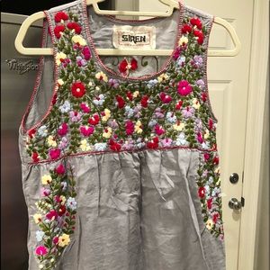 Embroidered sleeveless top
